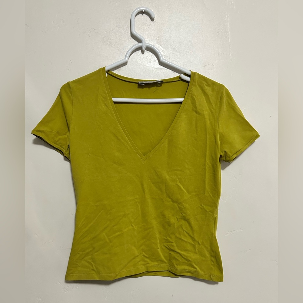 Max Mara green v neck t shirt‎ cropped waist length size small